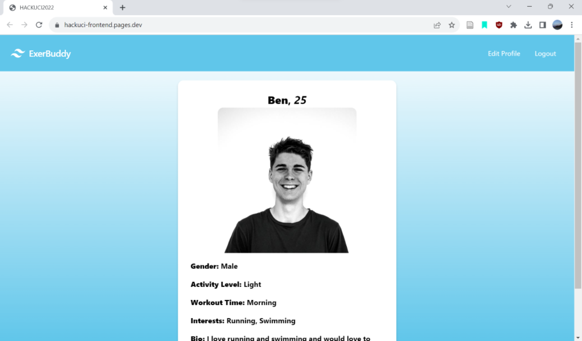 ExerBuddy Profile Card
